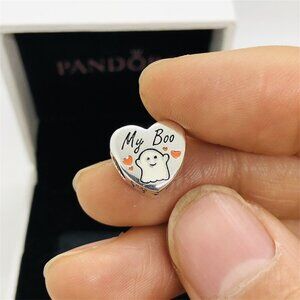✨🔥Pandora My Boo Gost Halloween Heart Shape Charm Heart Bead Charm